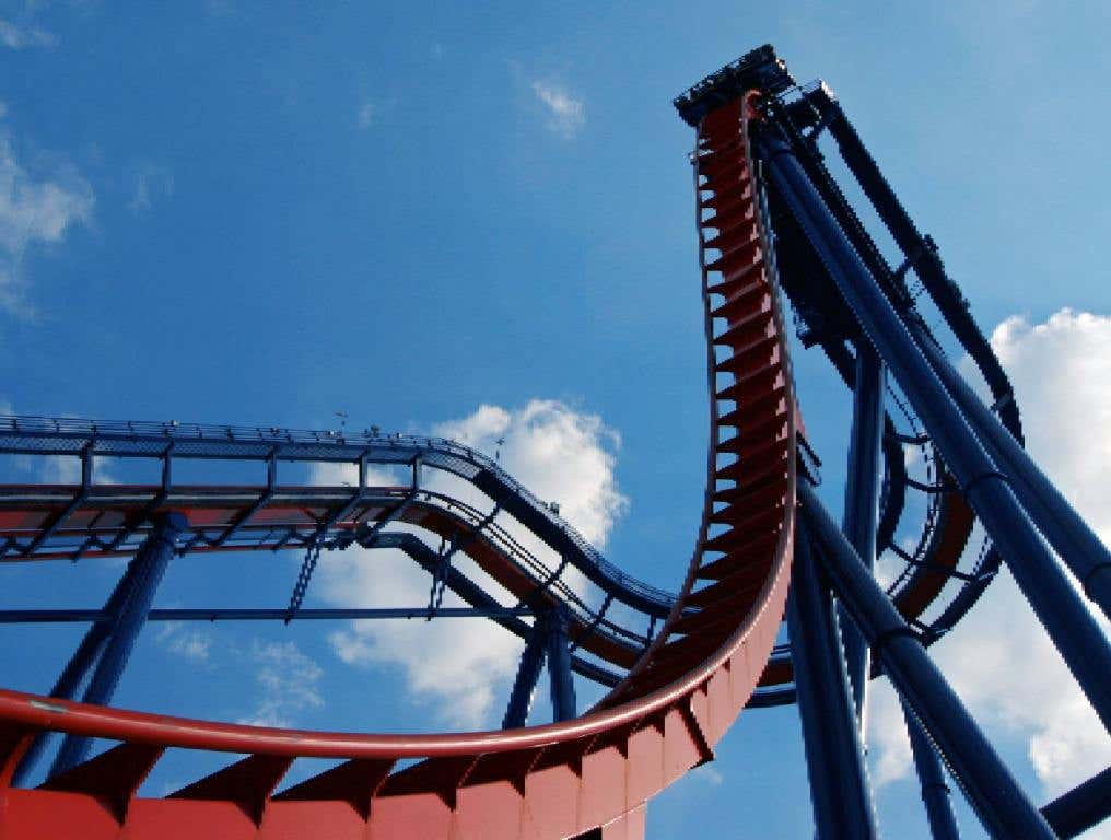 man jumps off a rollercoaster