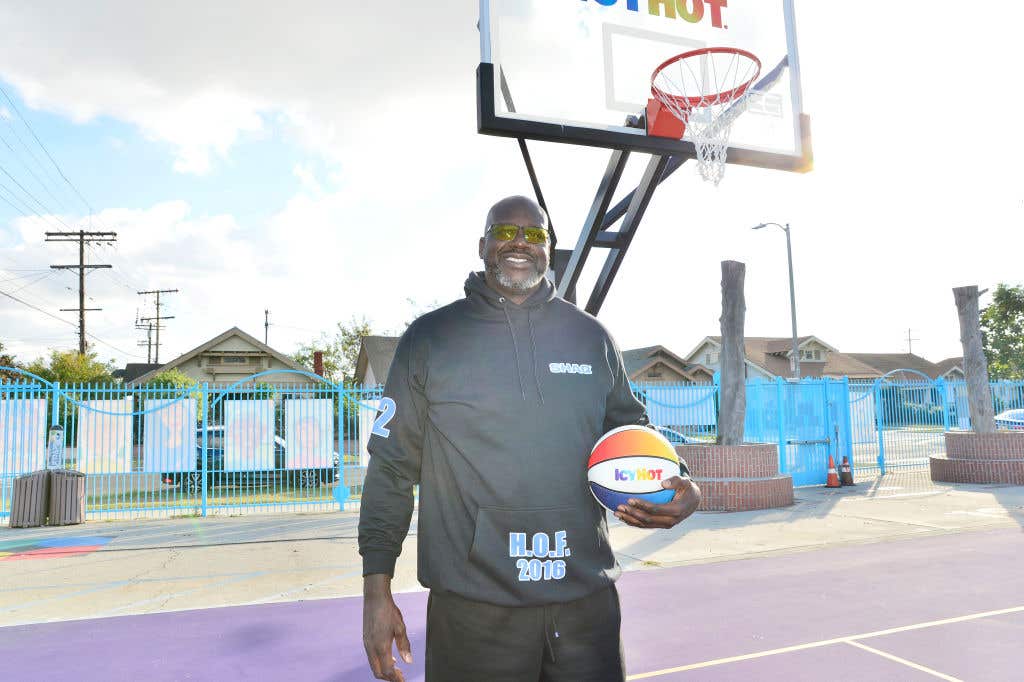 LOS ANGELES, CALIFORNIA - NOVEMBER 16: Shaquille O'Neal attends The Shaquille O'Neal Foundation &amp; Icy Hot unveiling of the latest "Comebaq Court" at the Challengers Boys &amp; Girls Club of Metro Los Angeles on November 16, 2023 in Los Angeles, California.