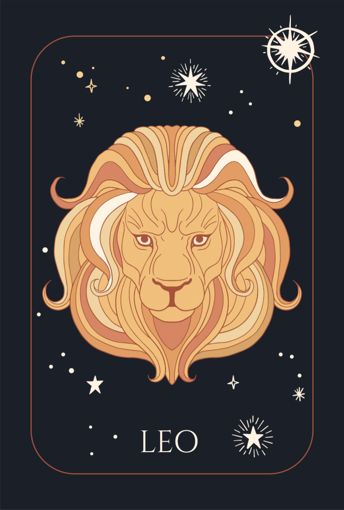 leo tarot card zodiac design